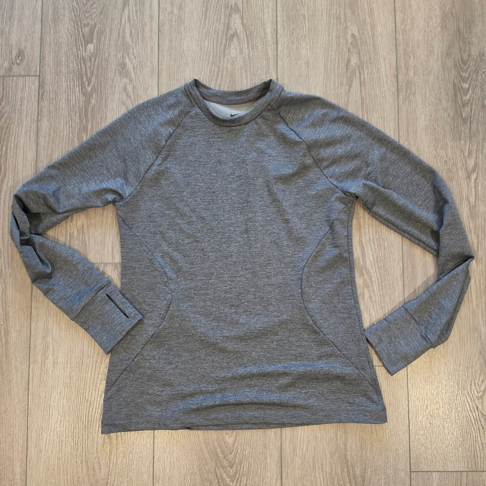 Nike Pro Dri-FIT Long Sleeve Top Gray Thumbhole Athletic‎ Shirt Womens Medium